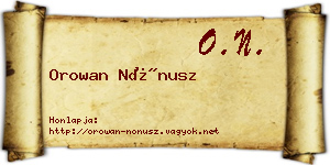 Orowan Nónusz névjegykártya
